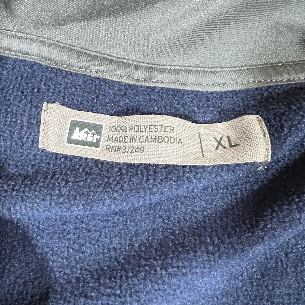 REI 1/4 Zip Blue Fleece Pullover W/ Elbow Patches Men's XL Outdoors Hiking - Picture 9 of 10
